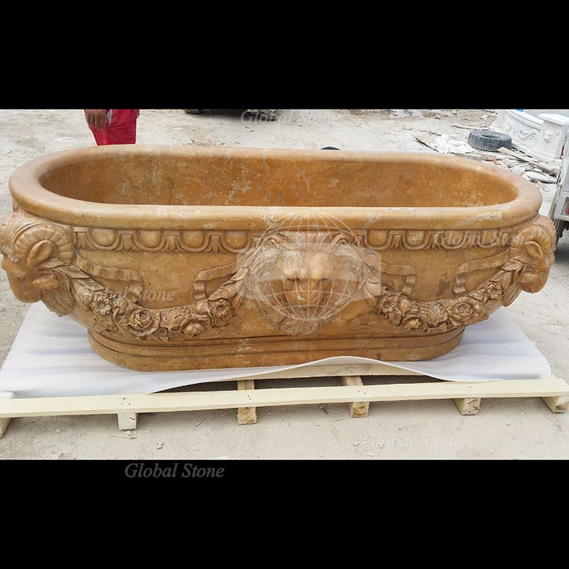 High-Quality Beige Marble Bathtub for Home - Image 3