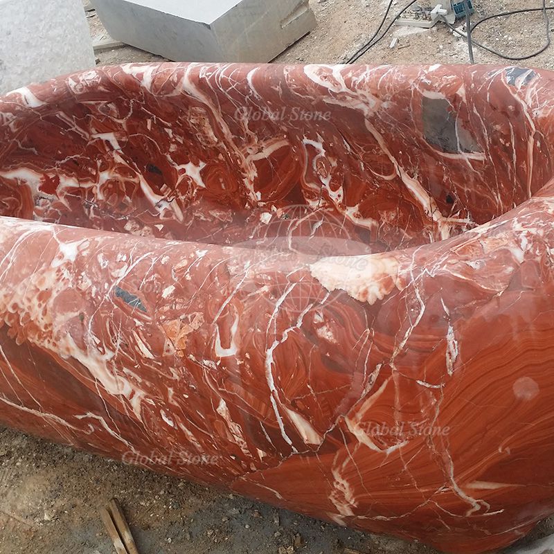 Hot Sell Natural Red Marble Bathtub - Image 2