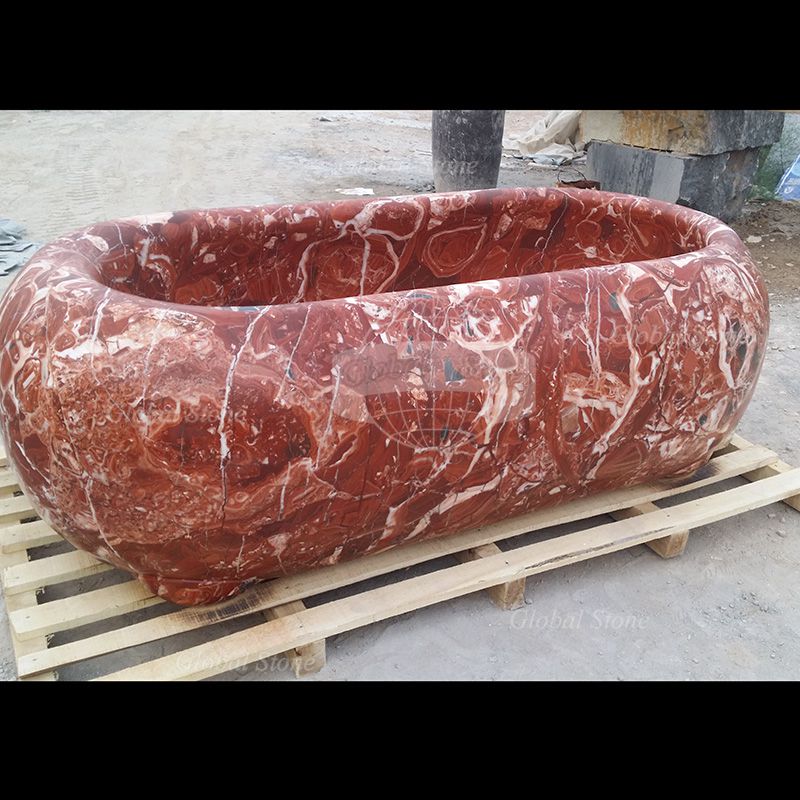 Hot Sell Natural Red Marble Bathtub - Image 4