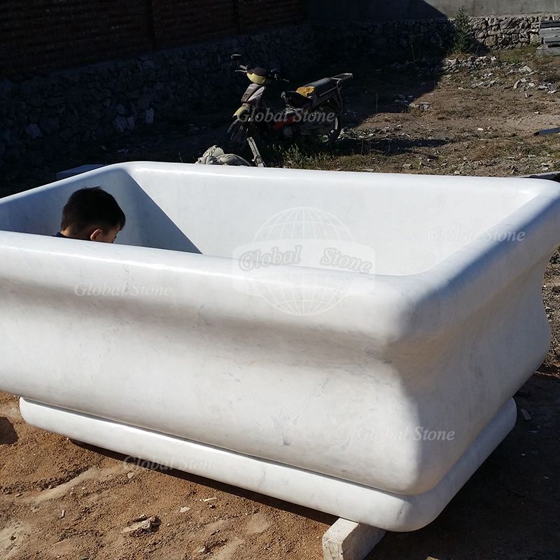 Modern White Marble Bathtub For Sale MBT-104 - Image 3