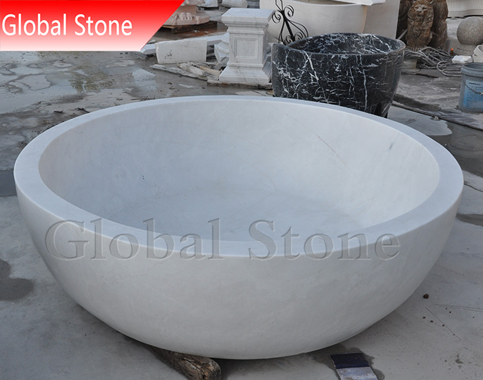 Modern White Marble Stone Bathtub For Sale MBT-120 - Image 2