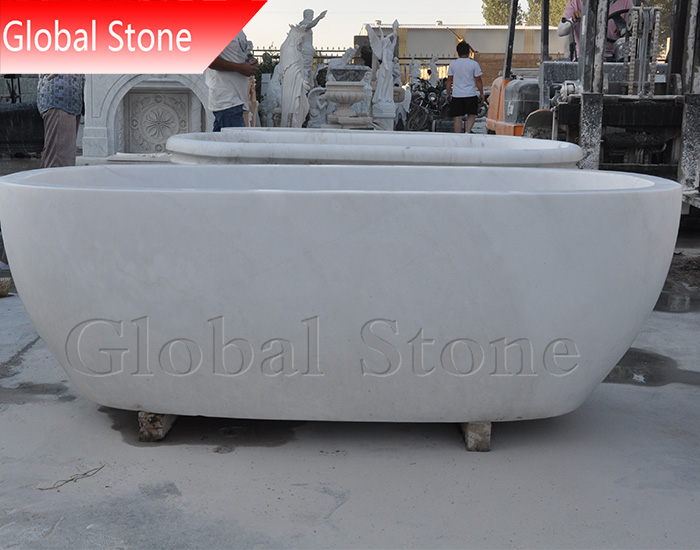 Modern White Marble Stone Bathtub For Sale MBT-120 - Image 3