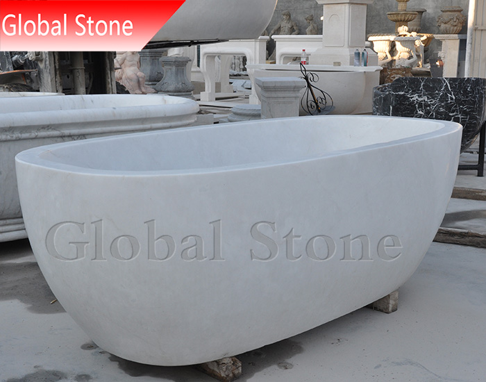 Modern White Marble Stone Bathtub For Sale MBT-120 - Image 4