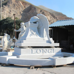 White Marble Weeping Angel Tombstone