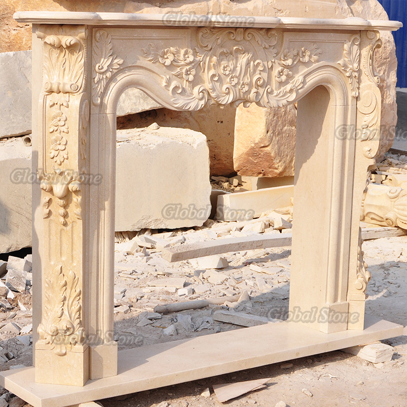 Marble Fireplace Mantel | Wholesale Custom Size Stone Fireplace Mantel Surround MFP-164 - Image 2