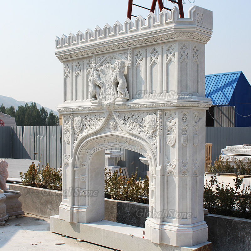 White Marble Fireplace Mantel | Classic Overmantel In Statuary White Marble MFP-265 - Image 3