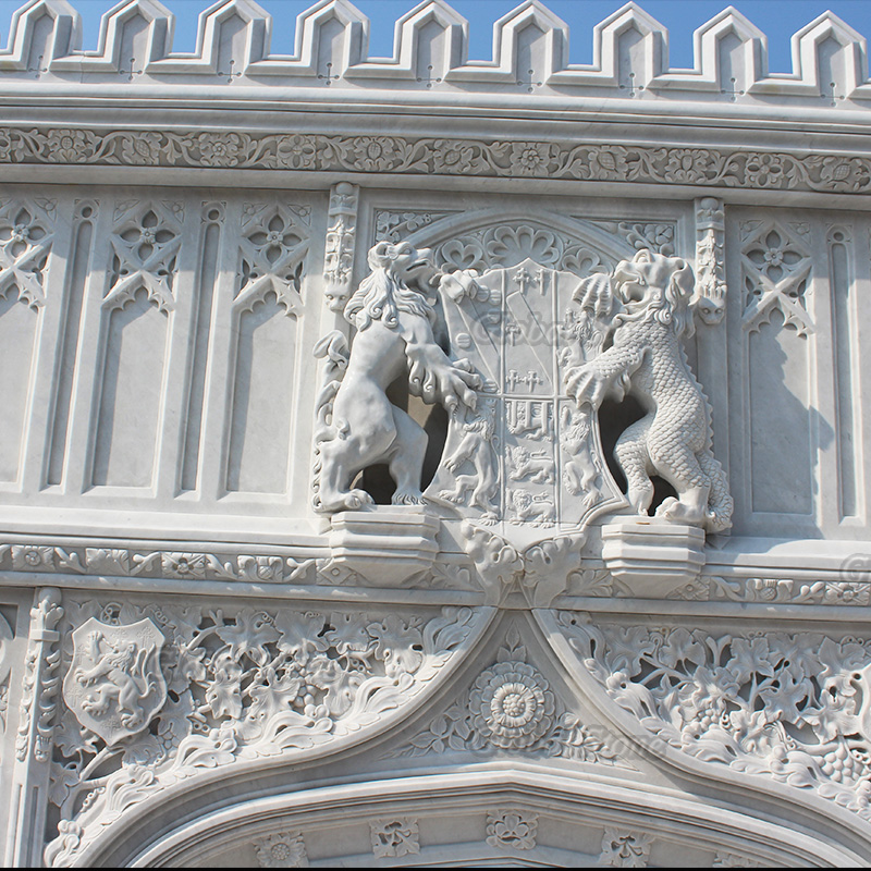 White Marble Fireplace Mantel | Classic Overmantel In Statuary White Marble MFP-265 - Image 4