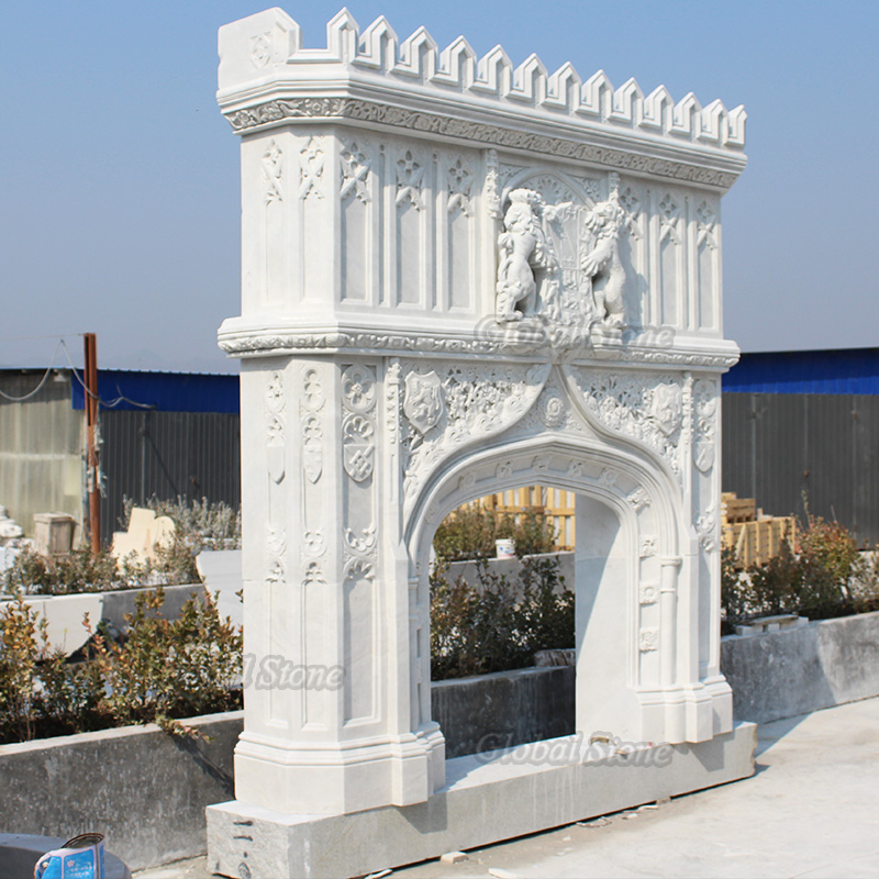 White Marble Fireplace Mantel | Classic Overmantel In Statuary White Marble MFP-265 - Image 2