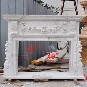 Hand Carved Natural White Marble Fireplace MFP-268