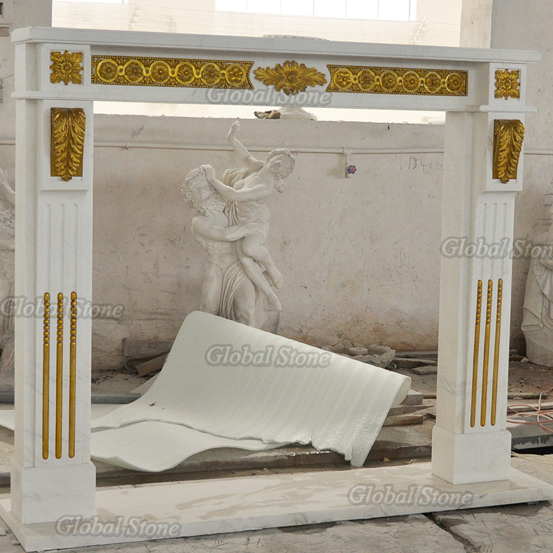 High-Quality French Style Hand Carved Marble Inlaid Bronze Sculpture Fireplace - Image 2