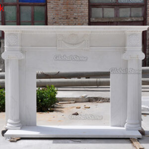 Hand Carved Marble Fireplace Mantel For Home Decoration