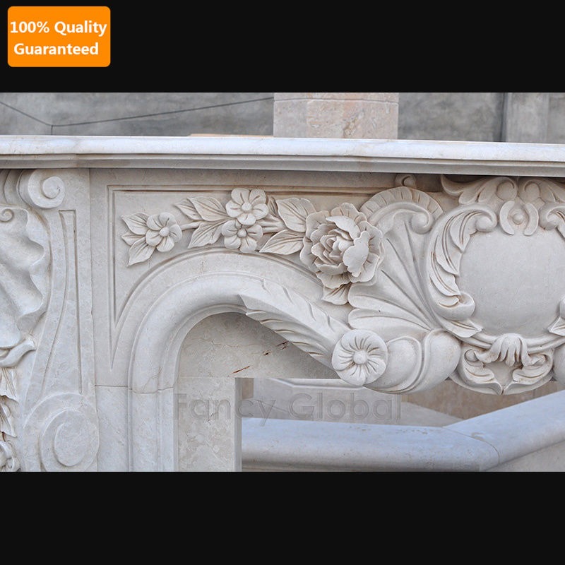 White Marble Fireplace - Custom Natural Stone From Factory - Image 4