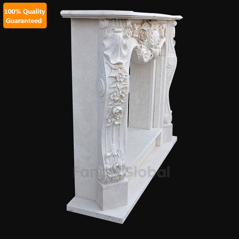 White Marble Fireplace - Custom Natural Stone From Factory - Image 2
