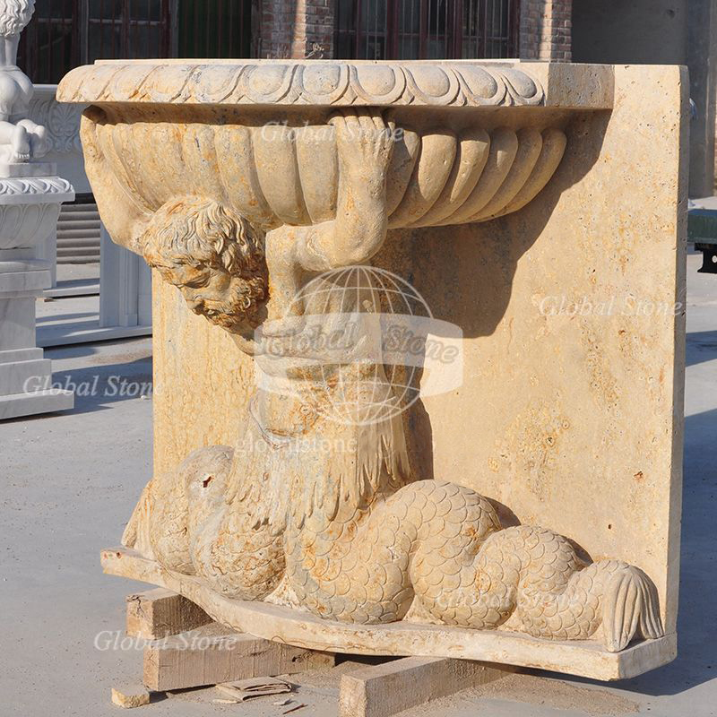 Hand Carved Beige Marble Planter for Garden MGP-600 - Image 2