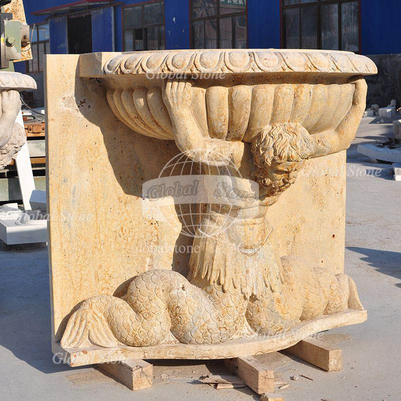 Hand Carved Beige Marble Planter for Garden MGP-600 - Image 3