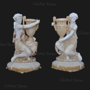 Multi Color Marble Flower Pot With Women