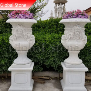 Hand Carved White Marble Planter for Outdoor Garden Decoration MGP-608