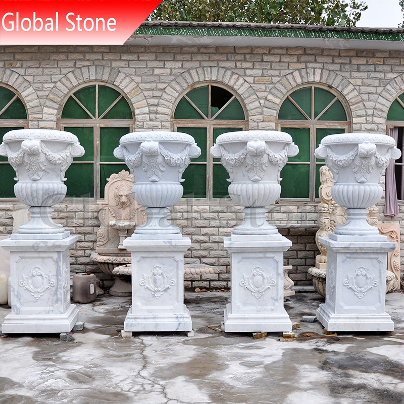 Classic European-style White Marble Flower Pot MGP-609