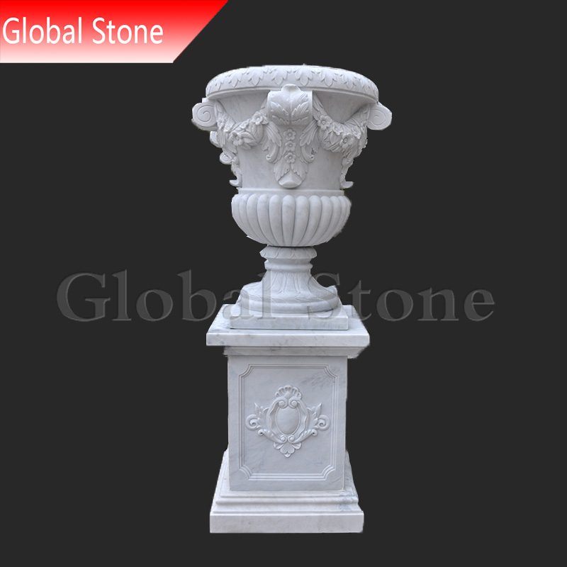 Classic European-style White Marble Flower Pot MGP-609 - Image 4