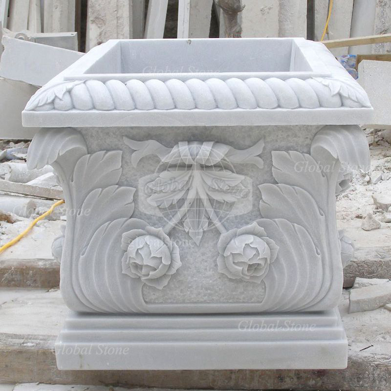 Classic European-style White Marble Planter Pot MGP-625 - Image 4