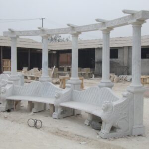 White Marble Classic European Outdoor Bench