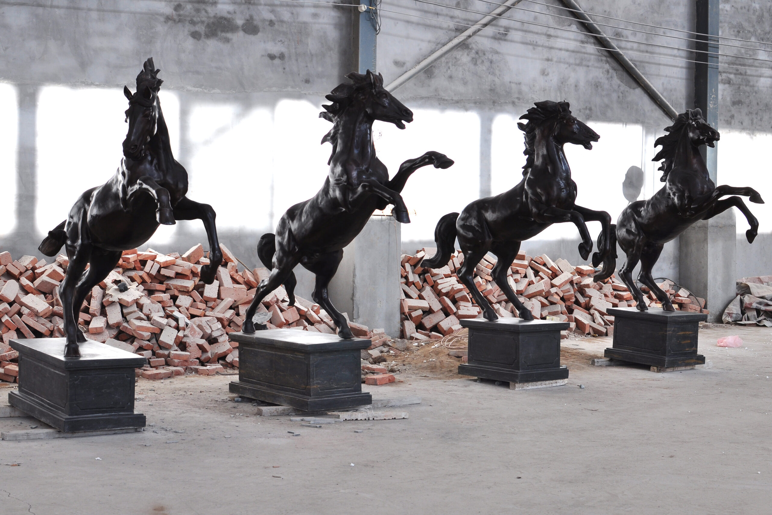 City Square Bronze Group Four Horses Statue - Image 2