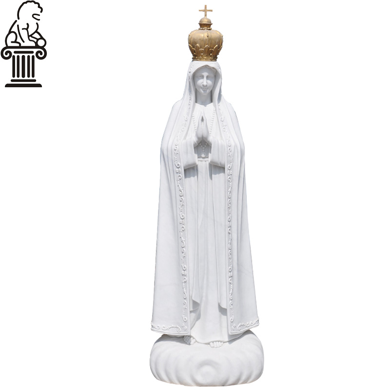 Natural marble Virgin Mary statue with folded praying hands MCS-103