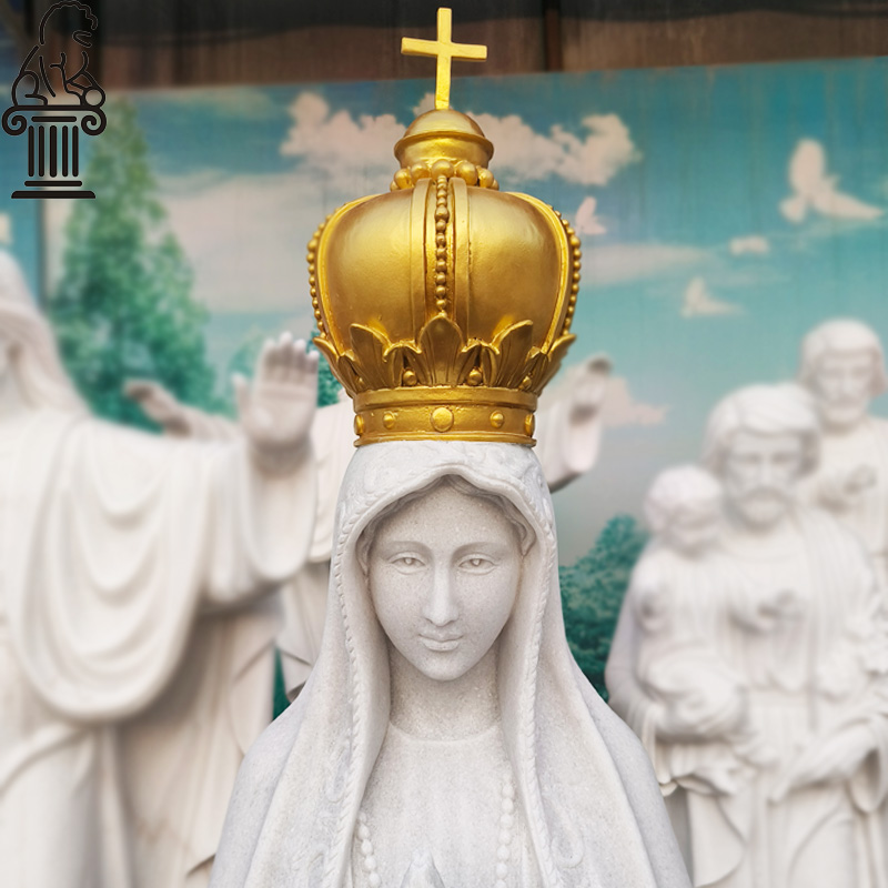 Natural marble Virgin Mary statue with folded praying hands MCS-103 - Image 4