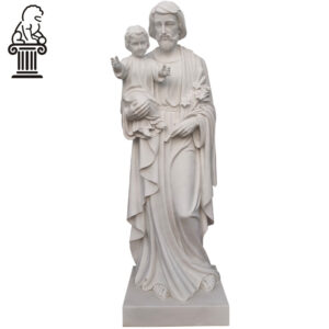 Hand‑carved white marble Holy Father and Child statue MCS-104