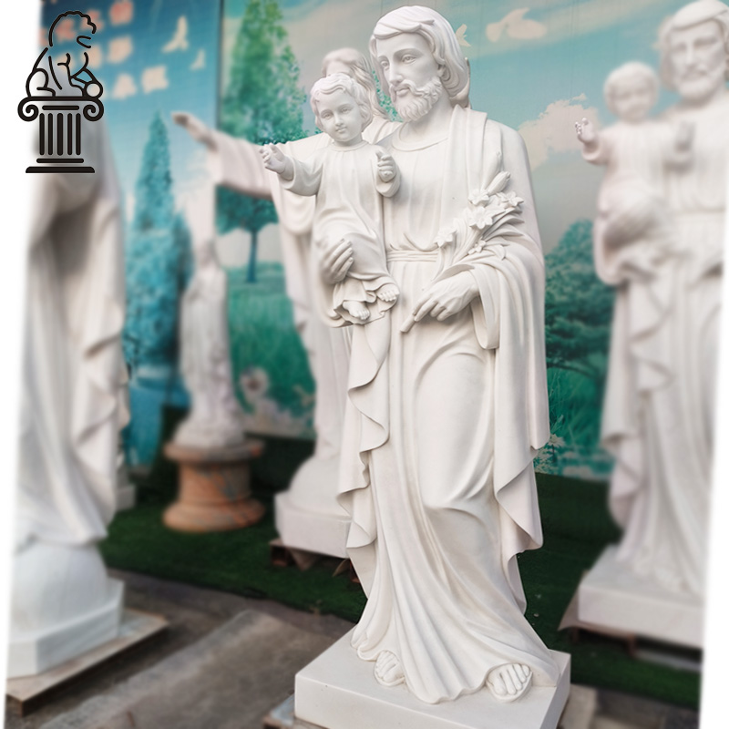 Hand‑carved white marble Holy Father and Child statue MCS-104 - Image 3