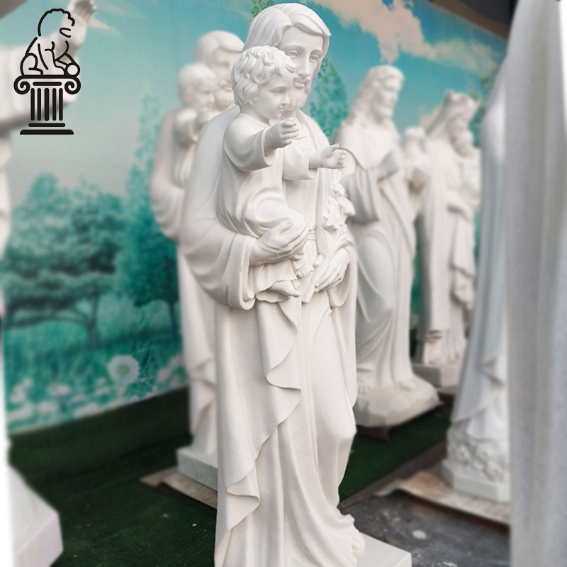 Hand‑carved white marble Holy Father and Child statue MCS-104 - Image 2