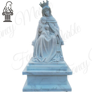 High‑quality white marble Virgin Mary and Child statue MCS-109