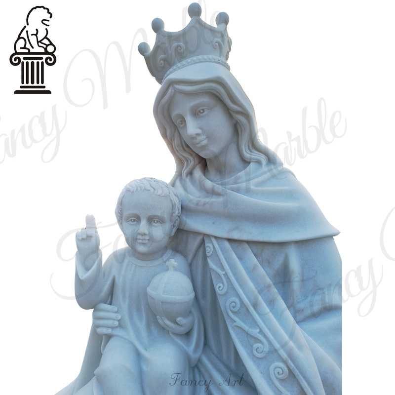 High‑quality white marble Virgin Mary and Child statue MCS-109 - Image 3