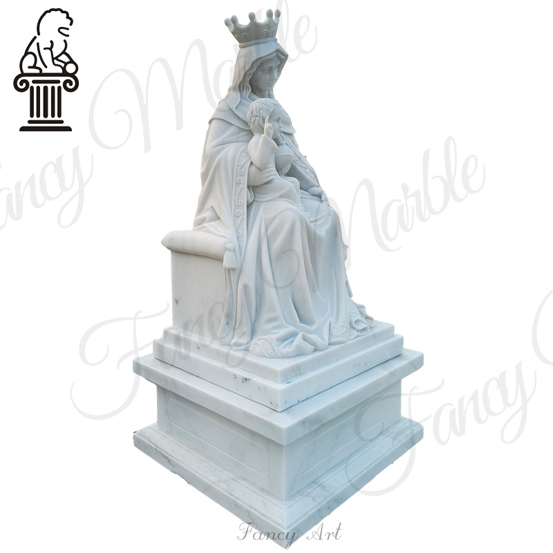 High‑quality white marble Virgin Mary and Child statue MCS-109 - Image 2