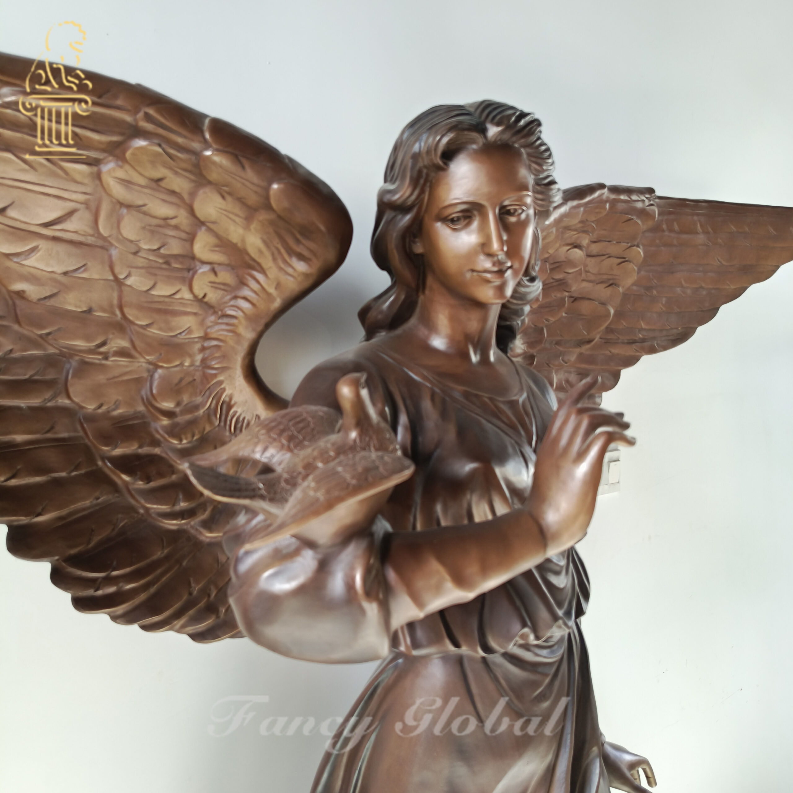 Bronze Angel Statue With Golden Wings | Life‑Size Religious Sculpture MBS-107 - Image 4