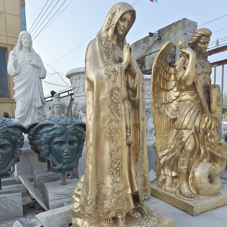 Bronze Praying Virgin Mary Statue | Our Lady Religious Sculpture MBS-606 - Image 2