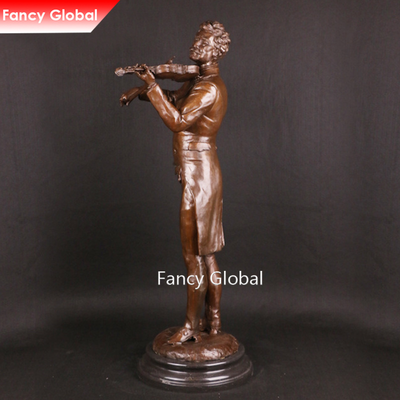 Bronze Violin Player Musician Statue For hotel & cultural landscape decor - Image 3