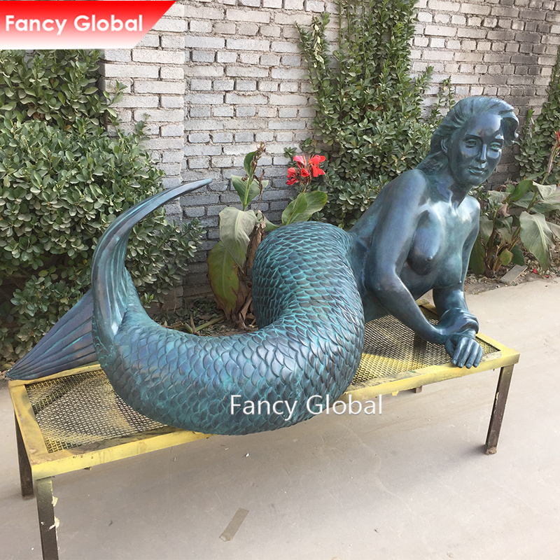 Life‑Size Bronze Mermaid Statue With Green Patina MBS-609 - Image 2