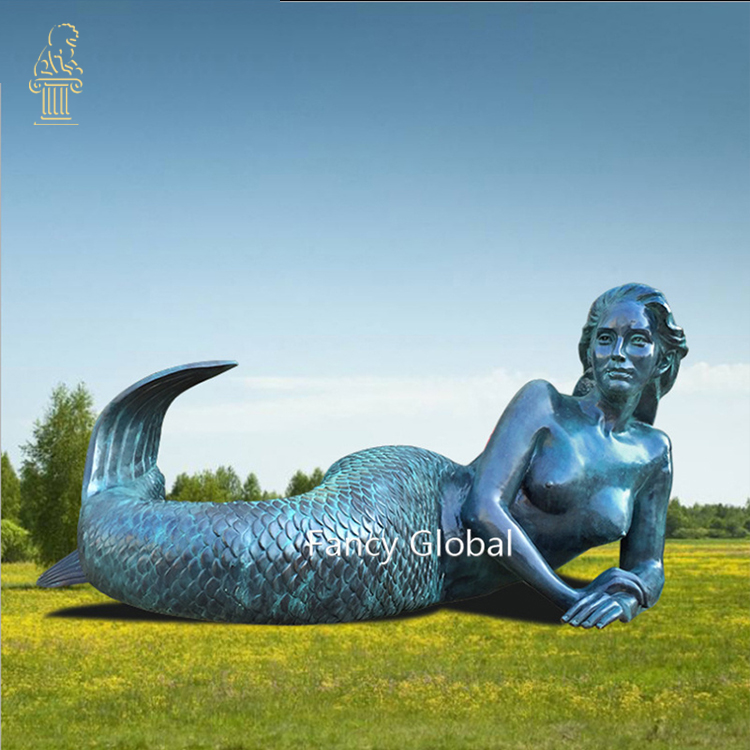Life‑Size Bronze Mermaid Statue With Green Patina MBS-609
