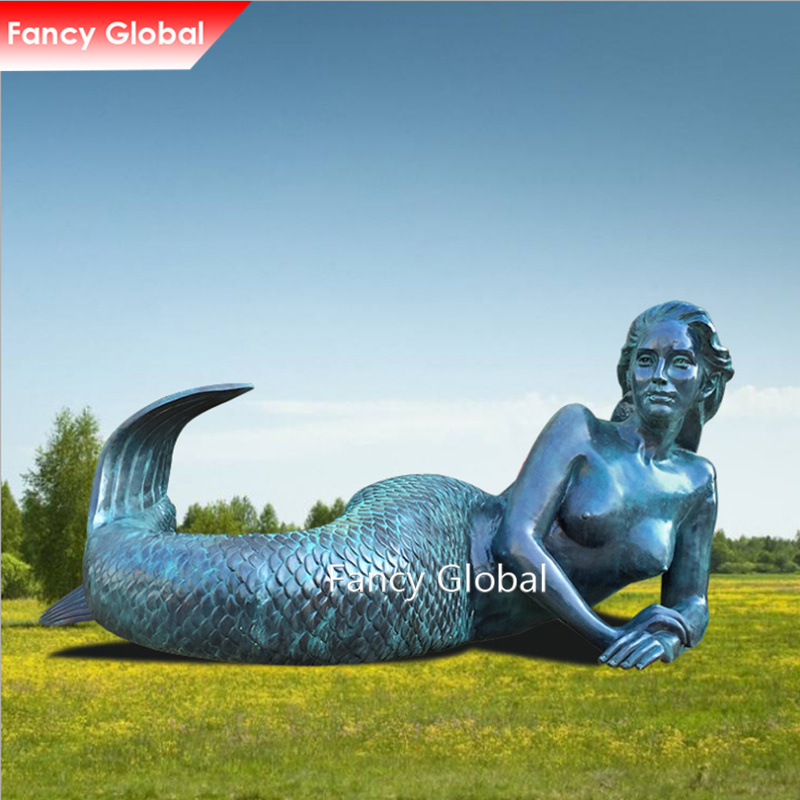 Life‑Size Bronze Mermaid Statue With Green Patina MBS-609 - Image 3