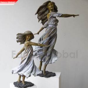 Bronze Dancing Mother and Daughter Statue for Garden Decor MBS-686