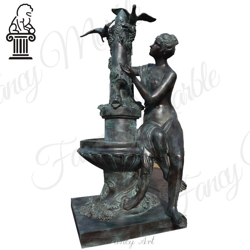 Bronze Lady Statue With Birds Water Fountain | Outdoor Garden Statue MBS-104