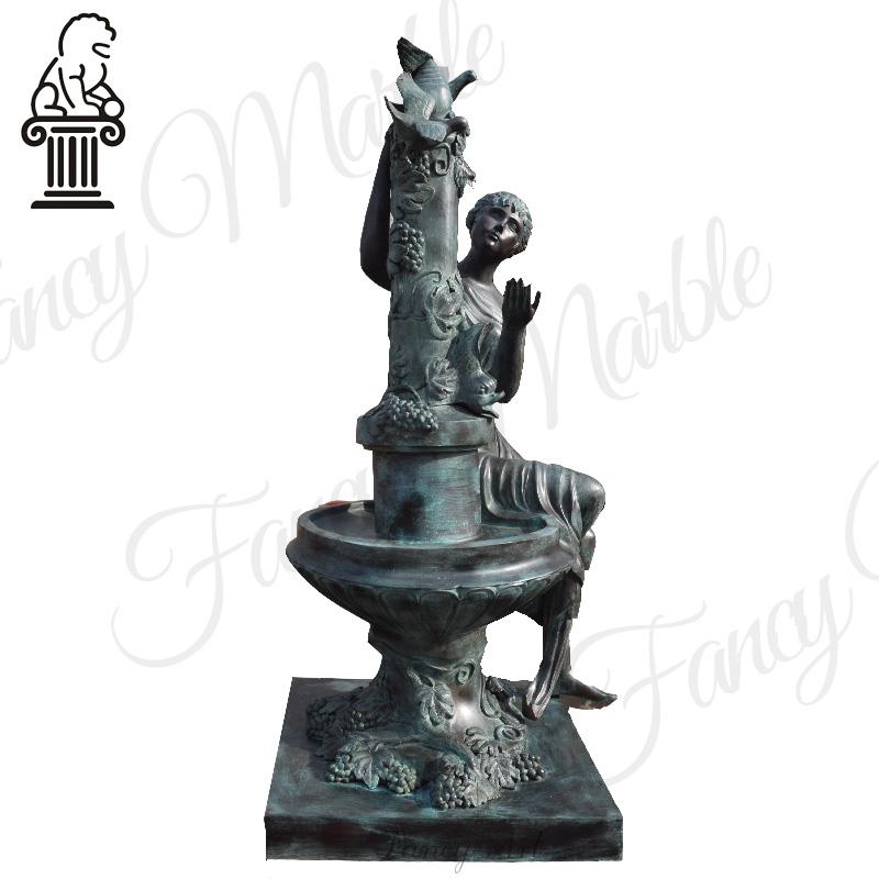 Bronze Lady Statue With Birds Water Fountain | Outdoor Garden Statue MBS-104 - Image 2
