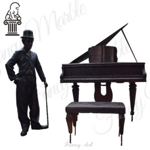 Lost‑wax Casting Bronze Musician Man & Grand Piano Sculpture | Life‑Size Statue MBS-106