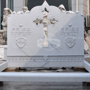 Marble Gothic Cross Headstone | Double Companion Monument MEM-117