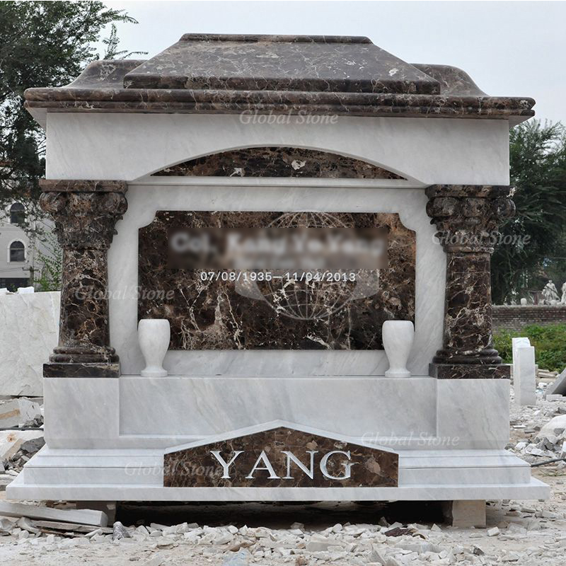 Two‑Tone Marble Architectural Private Monument | Private Headstone