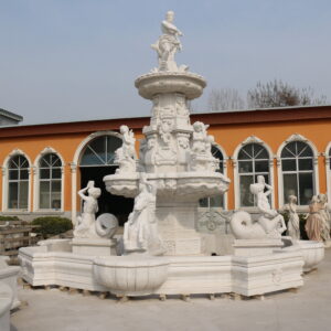 Outdoor Garden Decoration Large Size White Marble Neptune Fountains  MF-126