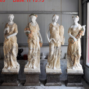 Multi Color Onyx & White Marble Four Seasons Statue For Dectoration