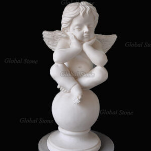 Hand‑carved white marble cherub statues for home dectoration MS-516