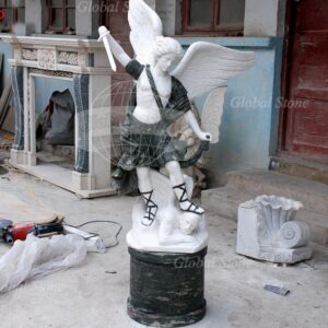 Multi Color Marble St. Michael Statue | Archangel Defeating Satan MS-523